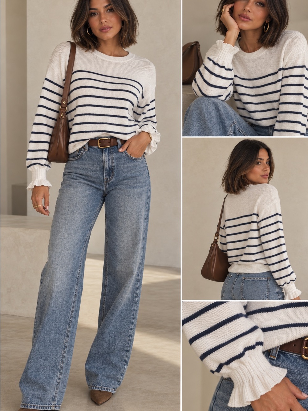 Lilly Pulitzer Cream Sweater with Navy Stripes
